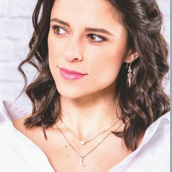 Sara Blaine/eSBe Rose Gold Moon Earrings - NWT - Picture 3 of 3